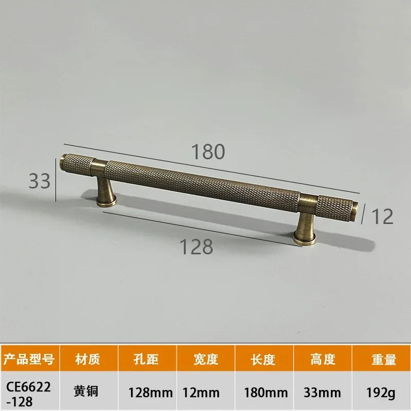 Modern Knurl Solid Brass Cabinet Knobs and Handles Golden Luxury Handles for Furniture Drawer Wardrobes Shoe Cabinets Pulls