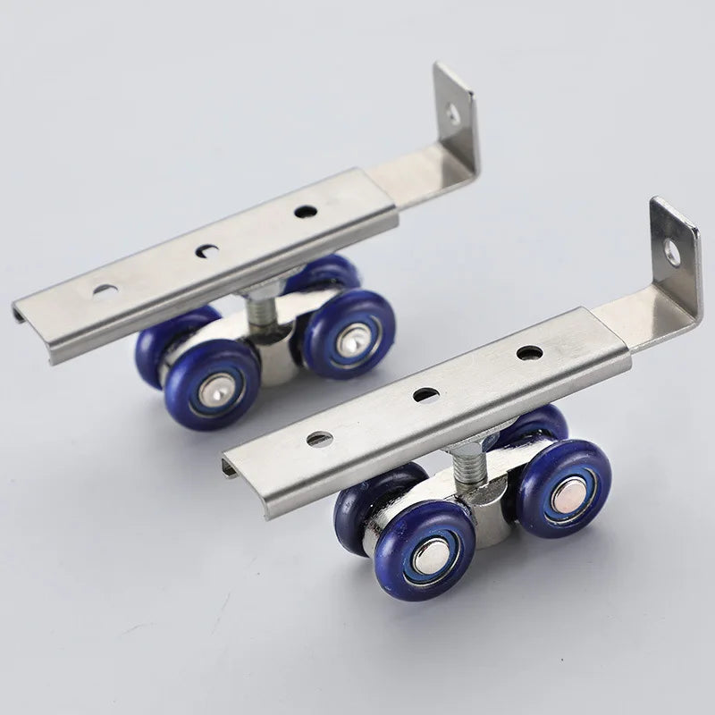2pcs/set Sliding Door Roller Hardware Slide Doors Pulley 4 Wheels Home Room Wood Door Hanging Wheels Rail Track Pulley