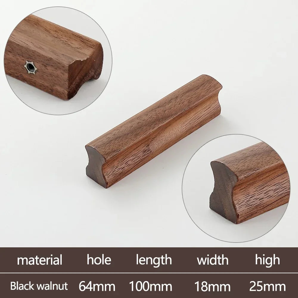 Wooden Furniture Handles Walnut Kitchen Cabinet Handles Drawer Knobs Handles for Cabinets and Drawers Long Wardrobe Pulls