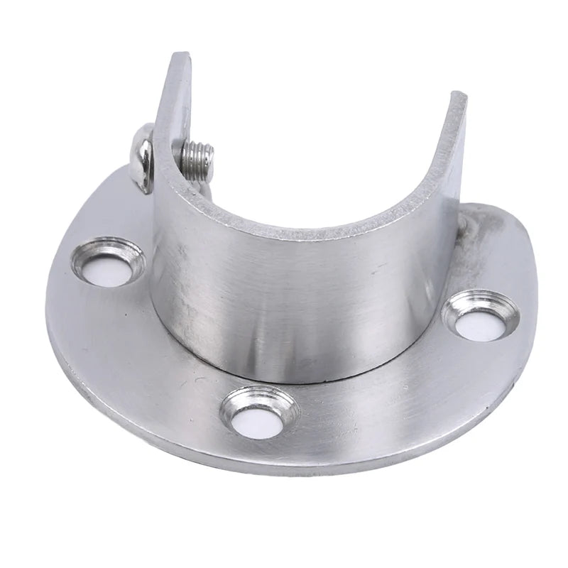 Stainless Steel Clothes Rail Closet Rail Curtain Rod Shower Curtain Closet U-Shaped Rod Closet Pole Sockets Flange End Supports