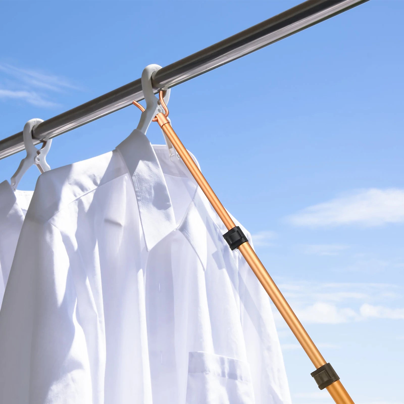 Pole Closet Hook Clothes Reach Stick Rod Retractable Reacher Hanger Garment Drying Clothing Poles Telescoping Hanging Closet Rod