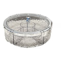 Acrylic Crystal-Cut Food Storage Tray With Lid, 5 Divided Compartments For Festival Events  Parties For Snacks Serving Tray