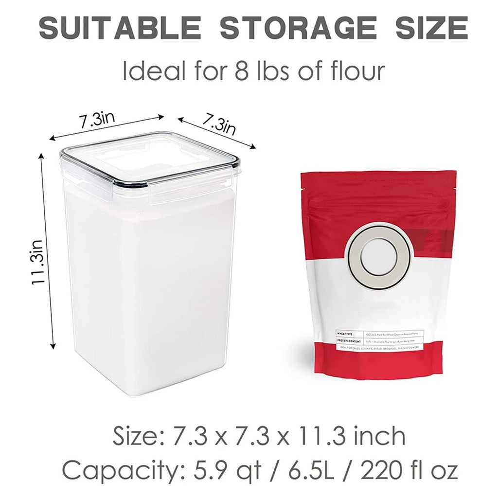 2PCS Large Food Storage Containers with Lids Airtight 6.5L for Flour Sugar Baking Supply and Dry Food Storage