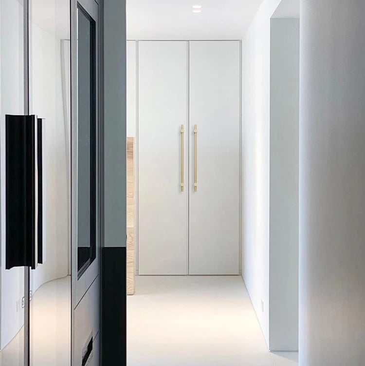 Furniture Long Handles Pure Solid Brass Handle Modern Simple Golden Light Luxury Integral Wardrobe Bathroom Cabinet Long Handle