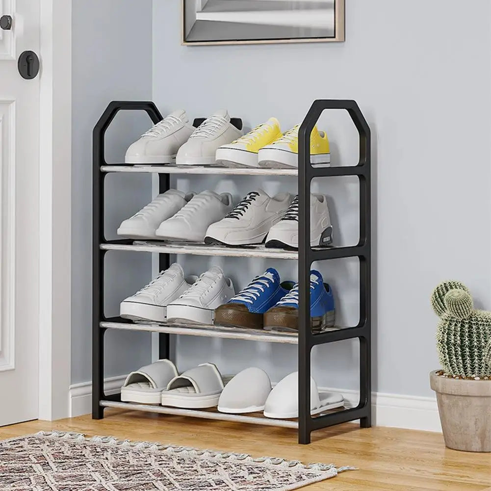 Four Layer Trapezoidal Shoe Rack Multifunctional Easy Assembly Home Dormitory Storage Cabinet for Balcony