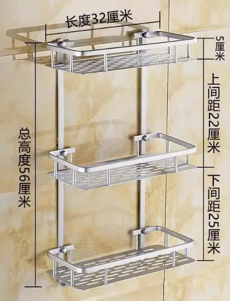 Bathroom Punch Free  Aluminum Triangular Rack Storage Organizer Corner Shelf For Shampoo Soap Cosmetic Basket Holder