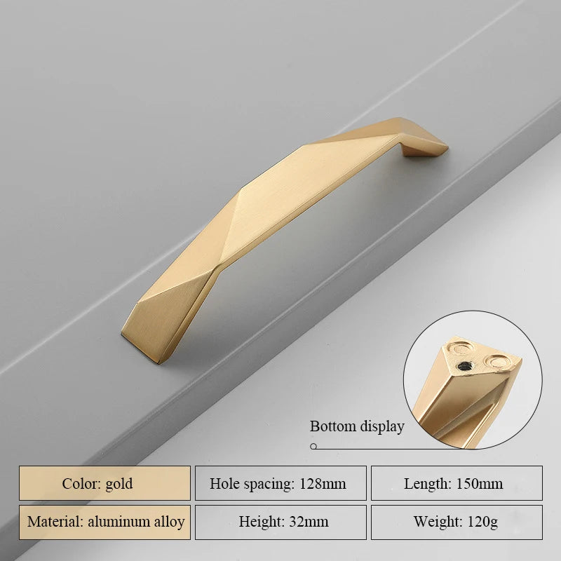 Modern Simple Geometric Design Golden Cabinet Handles Gray Drawer Knobs Kitchen Cupboard Door Handles Furniture Handles Hardware