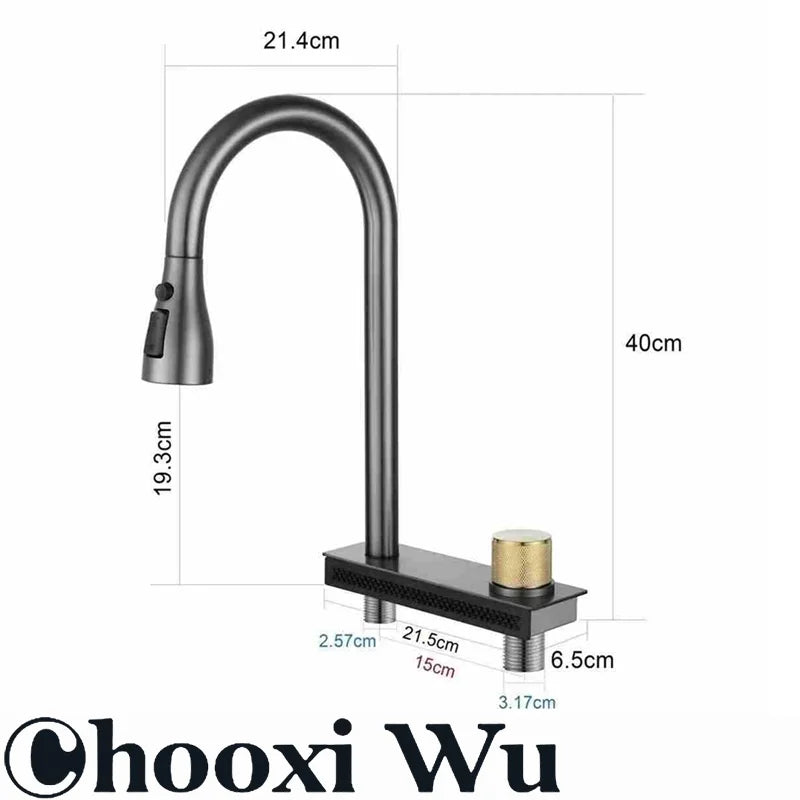 Waterfall Sink Pull Type Kitchen Faucet Hot Cold Mixer Vegetable Wash Tap Basin Multiple Water Outlets Rotation Flying Rain Tap