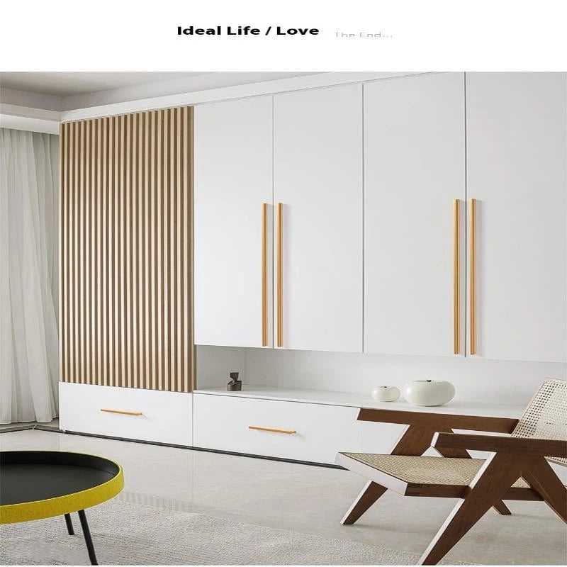 Modern Simple Light Luxury I-Shaped Cabinet Door Handle Extended Round Head Drawer Wardrobe Cabinet Furniture Door Handle
