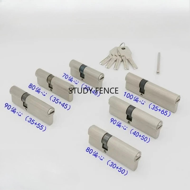 Indoor Lock Cylinder Bedroom Door Lock Core Metal Double Opening Eccentric Key Lock 65mm/70mm/80mm/85mm/90mm/100mm Hardware
