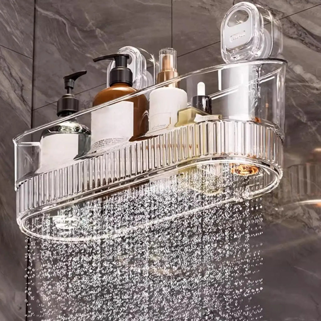 Bathroom Shelf Suction Cup Wall Mount Corner Storage Rack No Drill Shampoo Holder Cosmetic Organizer Shower Drain Basket