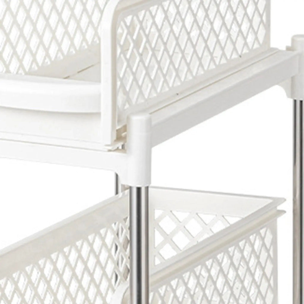 under Sink Organiser Sliding Kitchen Cabinet Organizer Sturdy Stainless Steel Bathroom 2 Tier Pull Out Cabinet Organizer