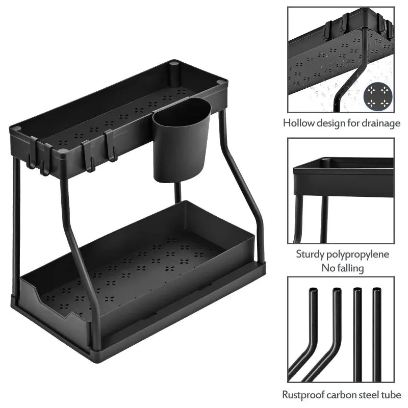New pull-out seasoning storage rack for home kitchen, bathroom sink and multi-layered storage rack for miscellaneous items
