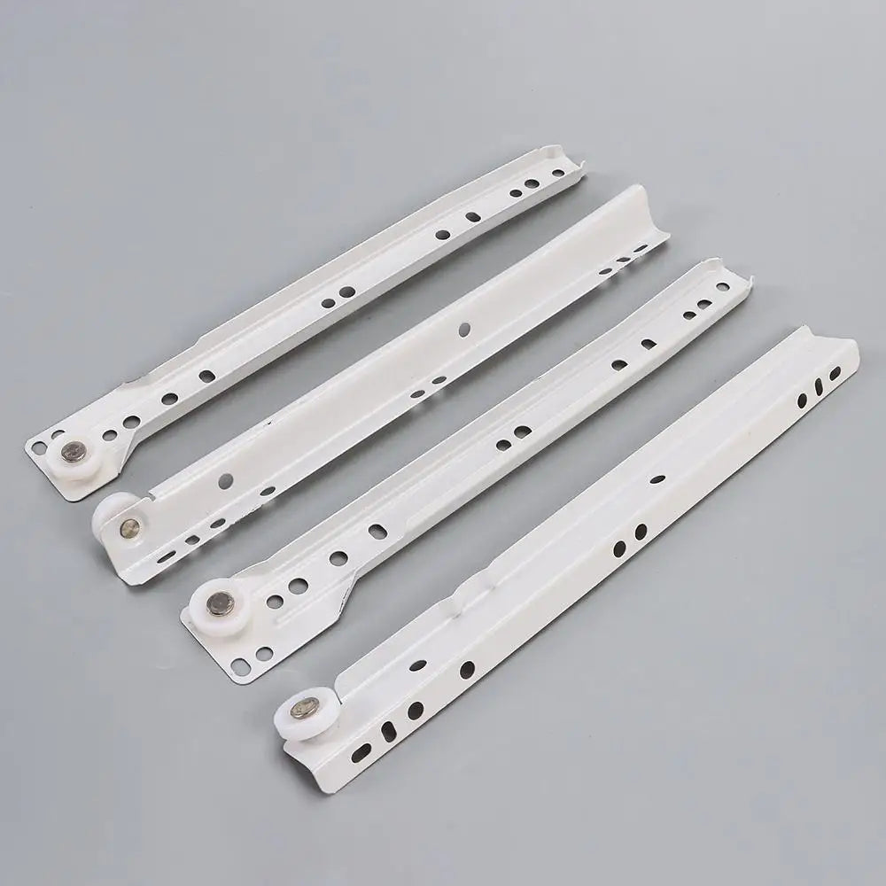 1Pair Chute Cabinets Keyboard Roller Pulley Furniture Slides Mute Two Section Drawer Track Slides Cabinet Rails