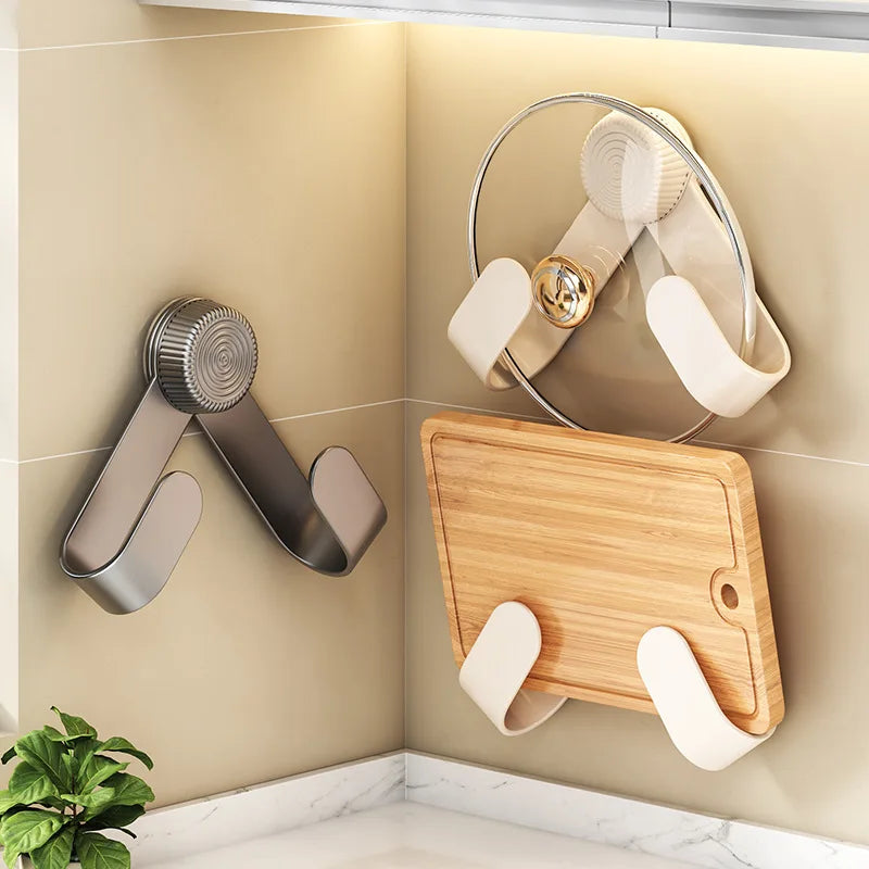 Wall-Mounted Pot Lid Rack Kitchen Cutting Board Holder Chopping Board Multi-Purpose Storage Organizer No-Punching Required