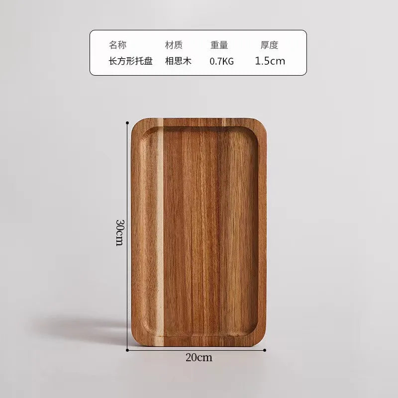 Large round Wooden Food Tray Serving Plate Waterproof l Wood Dert Plate Fruit Tray Wood Crt Decorative Item