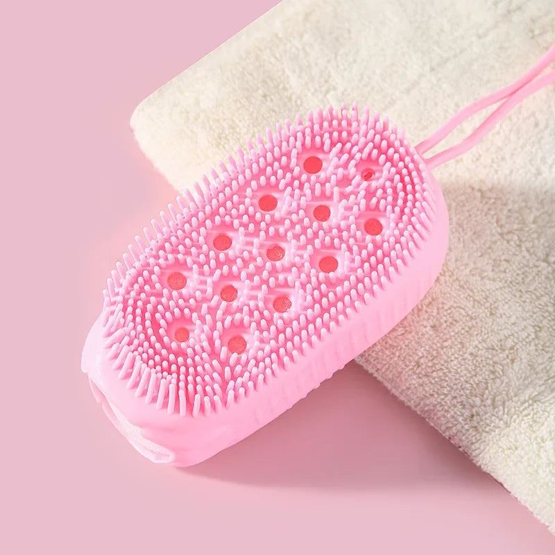Bathroom brush silicone bath towel shower tool, labor-saving and convenient, double-sided bubble brush, sponge bath towel, house