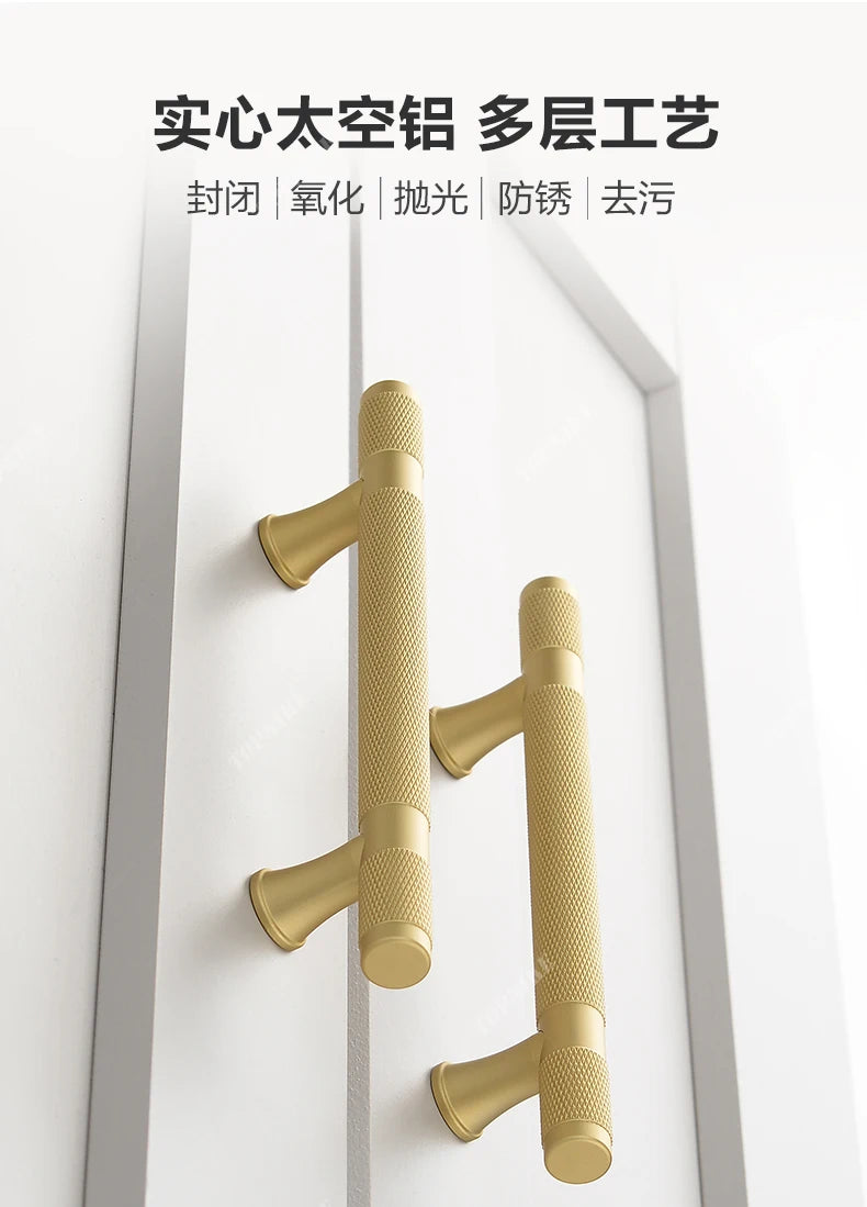Simple Kitchen Cabinet Wardrobe Door Handles Drawer Knobs and Handles for Furniture Gold Black Knurled Nordic Style