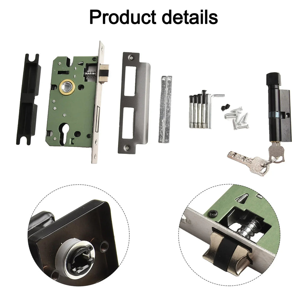 For Bedroom Interior Door Handle Lock Black Door Lock Reliable Security Versatile Application For Living Room Doors
