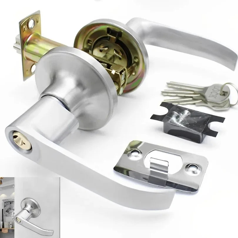 Door Handle Lock Round Entry Security Privacy Sliding Front Doors Entrance Keyed Locks for Bedroom Living Room Household