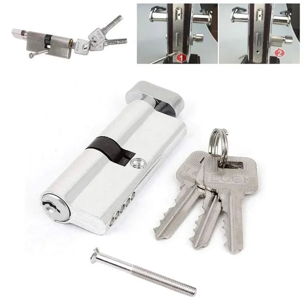 Door Lock Cylinder With 3 Keys Entrance Aluminum Door Lock Home Security Interior Bedroom Lock Cylinder