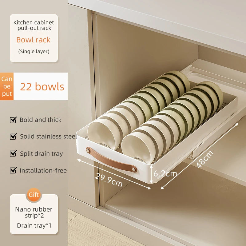Kitchen Pull Out Shelf Slide Drawer Cabinet Slide out Shelf Dishes Organizer Cabinets Organizer with Handle Kitchen Drawer
