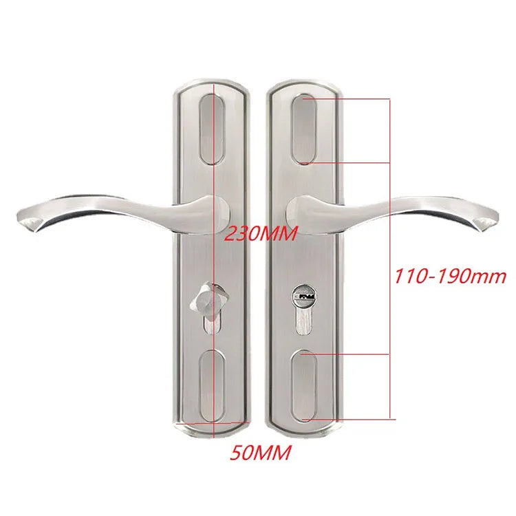 Adjustable Stainess Steel Door Handle lock set Home Security With Keys  Interior Door Lock Hole Size110-190mm