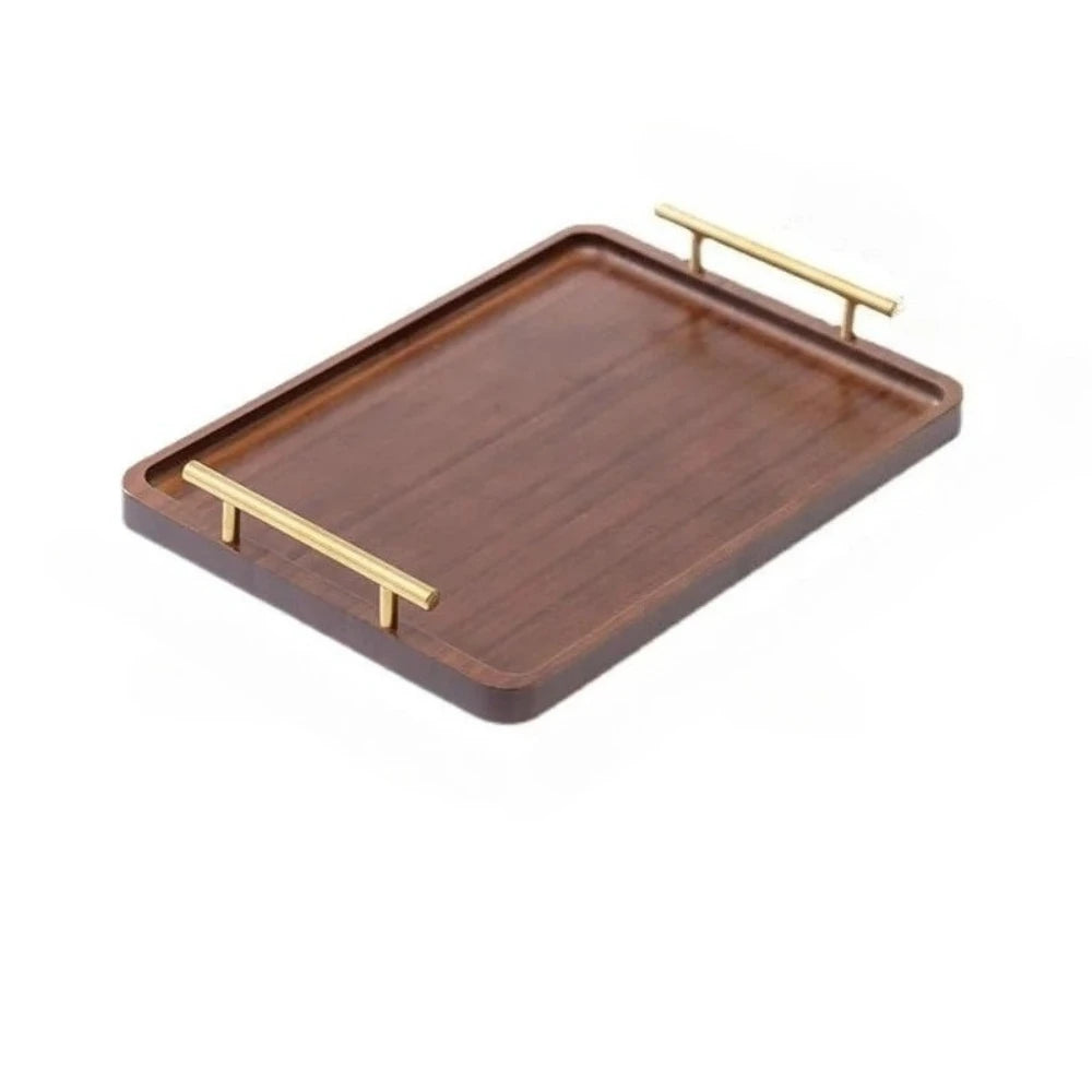 Rectangular Wood Tea Tray Display Plate with Handles Tea Set Cup Storage Plate Household Coffee Dessert Snack Fruit Platter