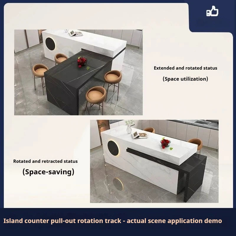 Rotating Telescopic Island Slide Rail | Heavy-Duty Hardware for Pull-Out Dining Table & Bar Counter