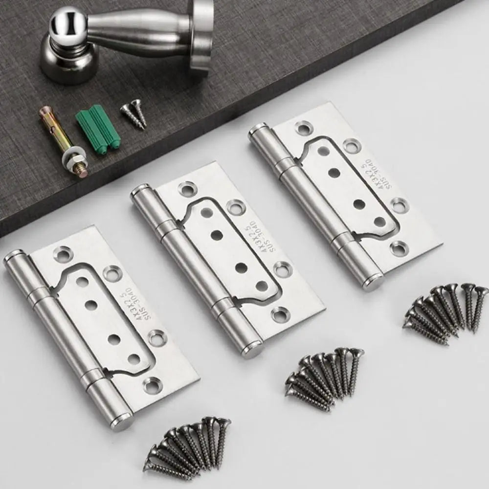 6pcs 4 Inch Stainless Steel Hinge for Bedroom Bathroom Wooden Door Slotted Free Hinges