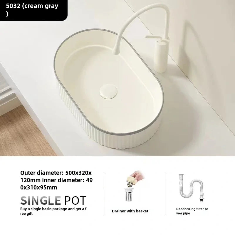 1 modern ceramic bathroom large sink, bathroom sink, modern home vanity basin (excluding faucet), suitable for balcony bathroom,