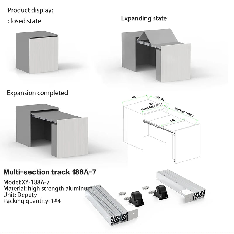 Hidden Drawer-type Dining Table Slide Rails Can Be Pulled Flat And Pushed To Link Lifting Table Rail Hardware