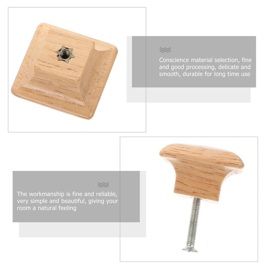 10pcs Solid Wood Cabinet Handles Wooden Pull Bar for Drawer Cabinet Knobs Household Door Handle Square Design Durable Easy