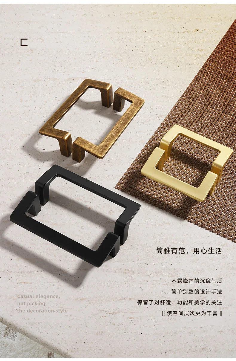 Modern minimalist cabinet doors, square pair handles, Nordic wine cabinets, shoe cabinets, wardrobe doors, antique handles, draw
