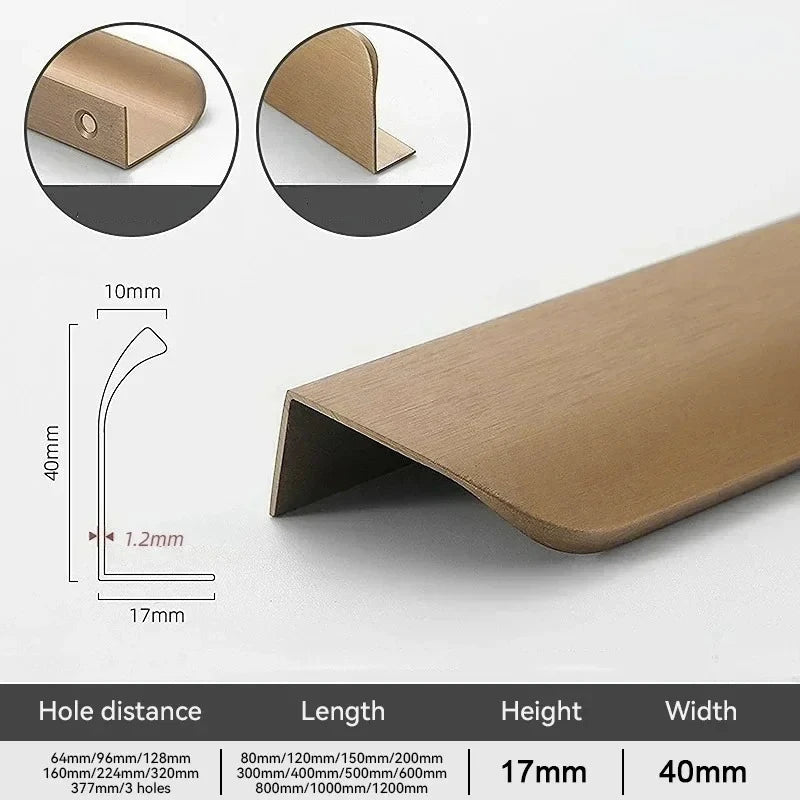 Simple Hidden Cabinet Handles  Kitchen Cupboard Door Pulls Elegance Long Handles Aluminum Alloy  Furniture Handle Hardware