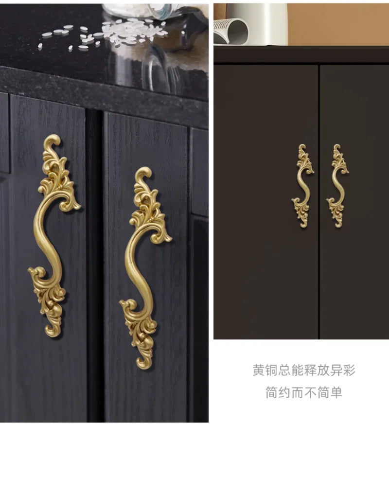 American Cabinet Door Handle Brass Wardrobe Drawers Modern Simple French Nordic Pure Copper Cabinet Gold Drawer Knobs