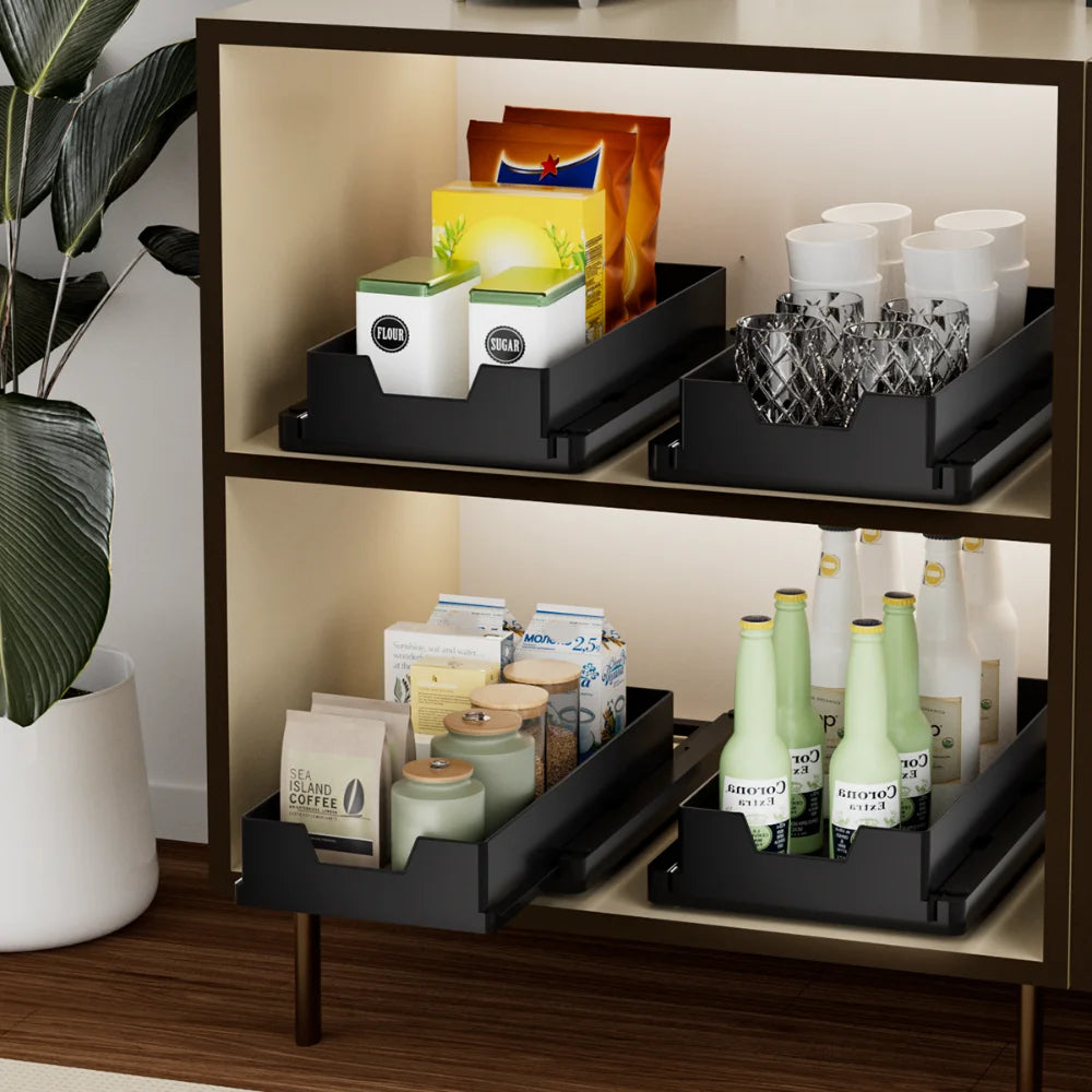 1Pcs Kitchen Storage Rack With Pull-Out Rack Kitchen Drawer Type Storage Tray Spice Box Storage Rack Household Cabinet Organizer