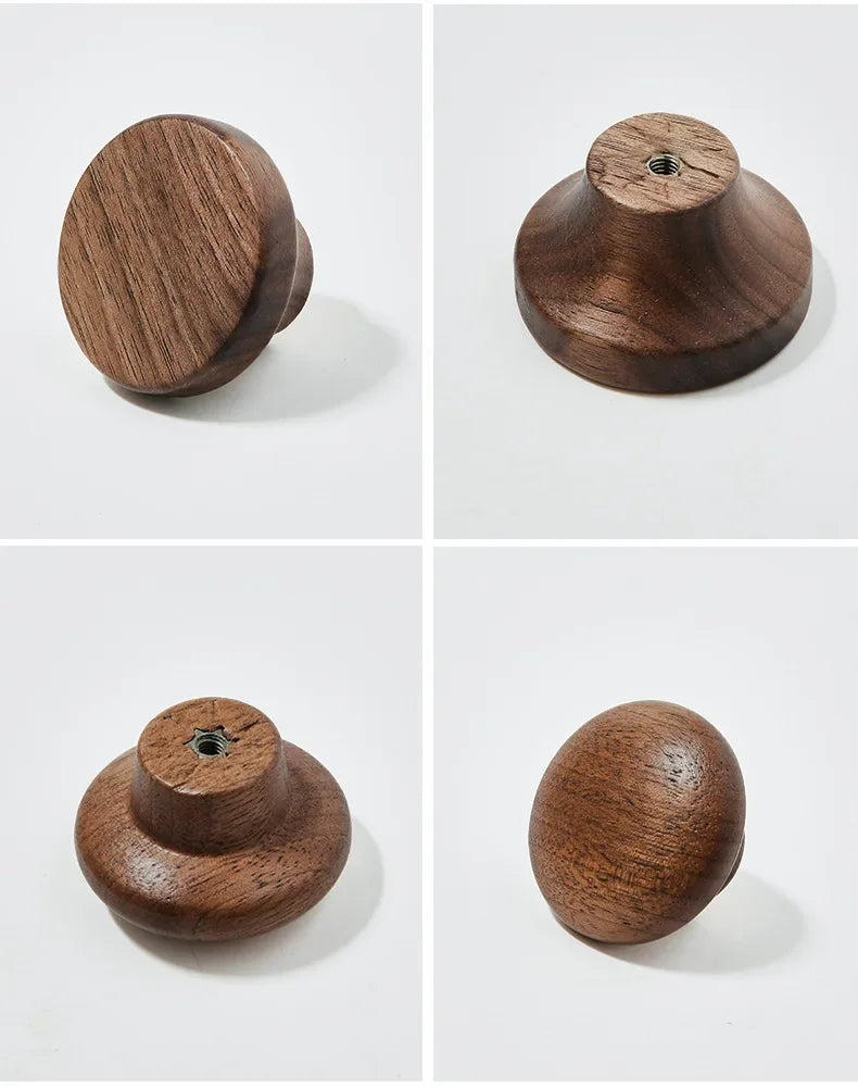 Walnut and Brass Furniture Handles Modern Simple Style Wood Cabinet Knobs and Handles Anti-cracking and Anti-oxidation