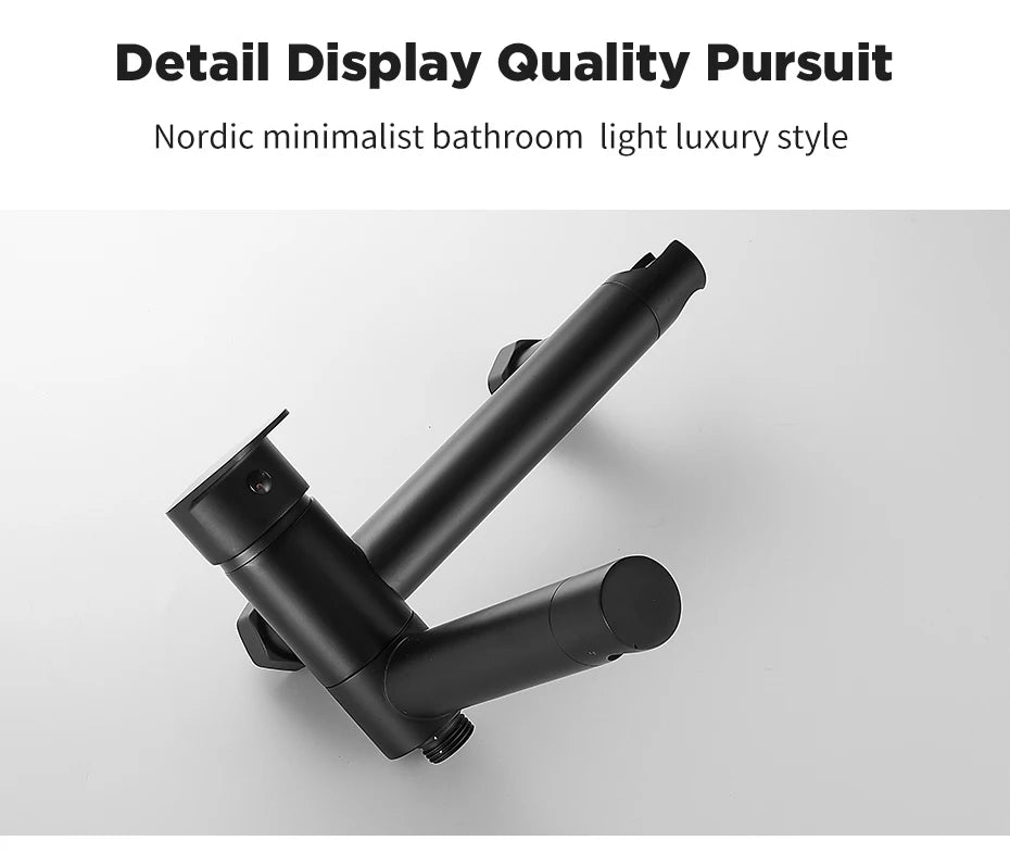 Bathtub Faucets Modern Black Bath Shower Set Unique Design of Rotating nozzle Mixer Tap Wall Mounted For Bathroom WF-877909