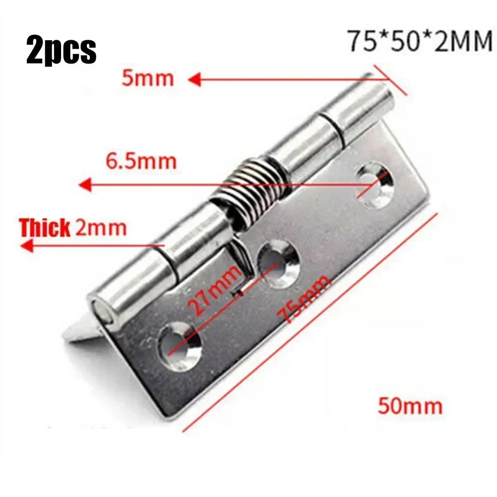 2pcs 1/1.5/2/3Inch Silver Spring Door Hinge Stainless Steel Self Closing Design Windows Cabinets Boxes Household Hardware