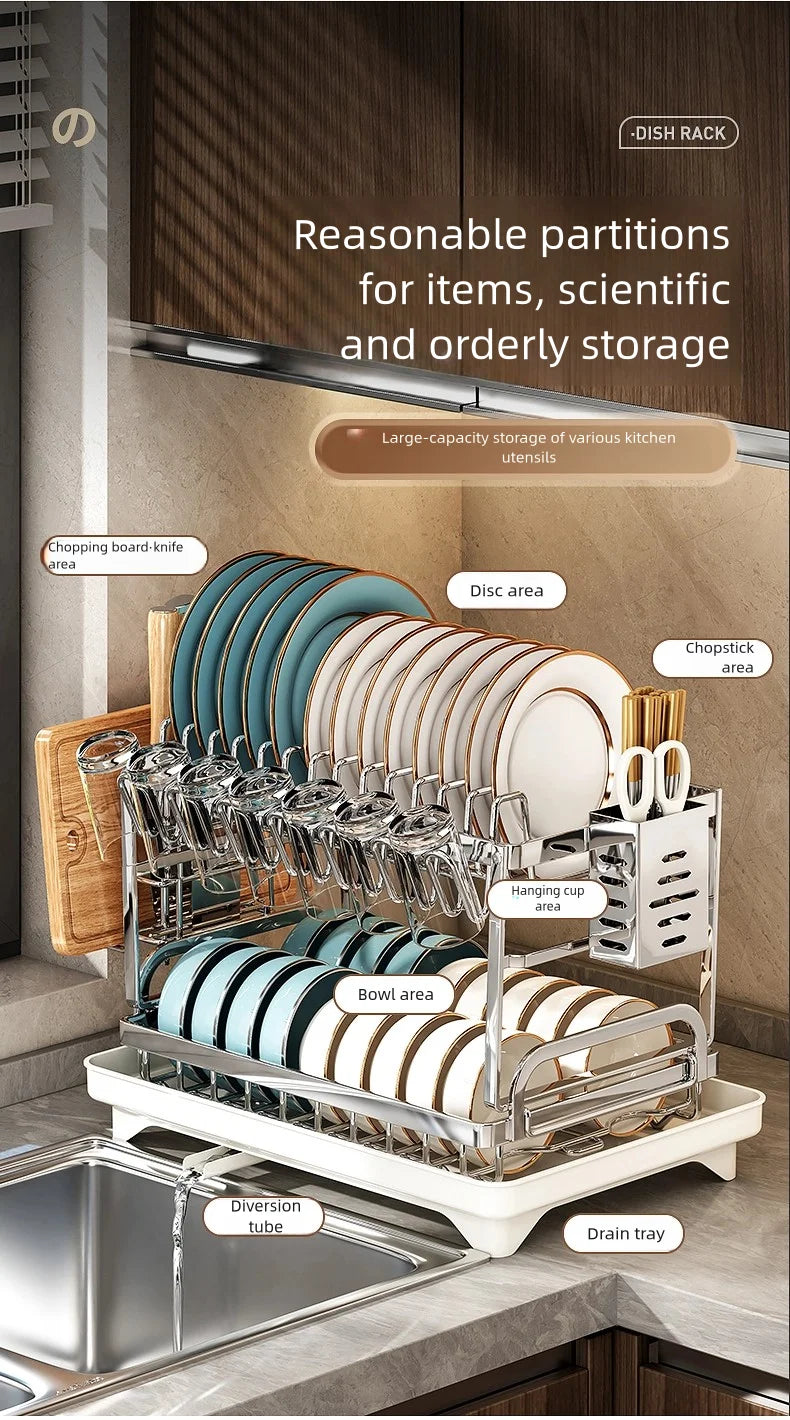 304 stainless steel kitchen storage rack, bowl and plate storage box, draining rack, multifunctional home storage rack for bowls