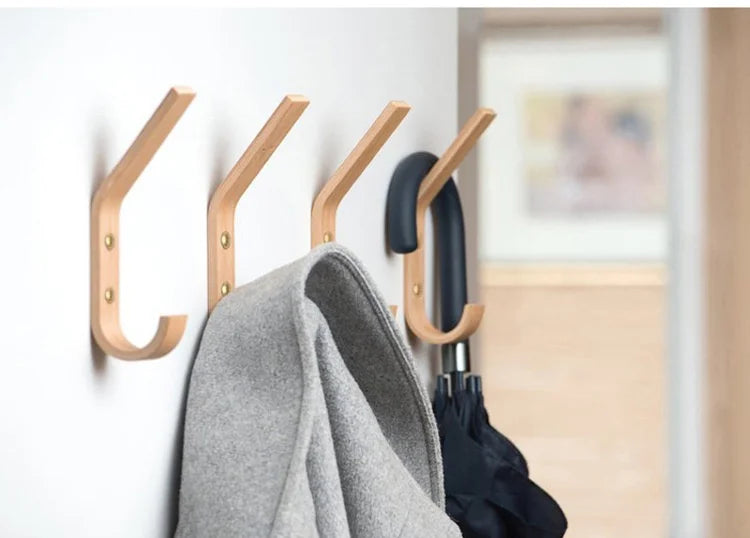 Wood Clothes Hanger Wall Mounted Coat Racks Storage Hook Key Holder Hat Scarf Handbag Hanger Organizer Home and Decoration Hooks