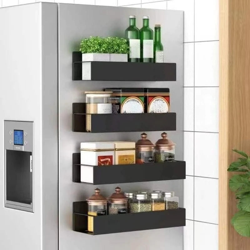1pc Magnetic Side Storage Rack Set for Fridges And Washing Machines - Easy No-Drill Installation, Wall-Mounted Spice Organizer