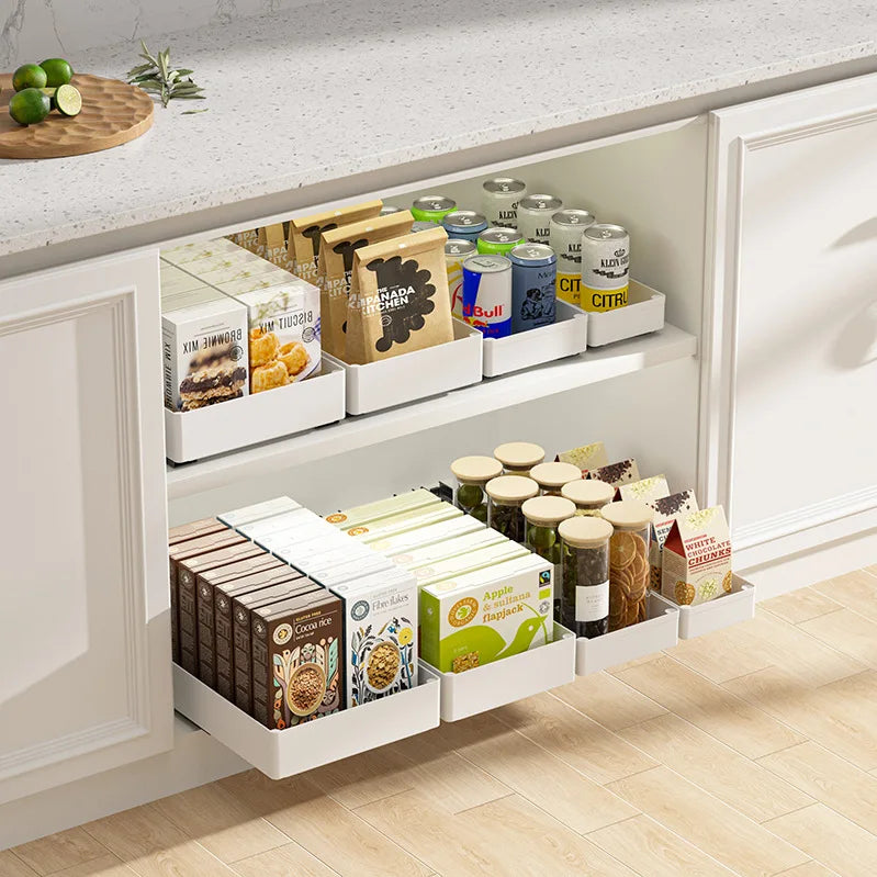 Punch-free Kitchen Pull-out Rack Pull-out Cabinet Storage Rack Under Sink Rack Pull Basket Drawer Kitchen Storage and Organizer