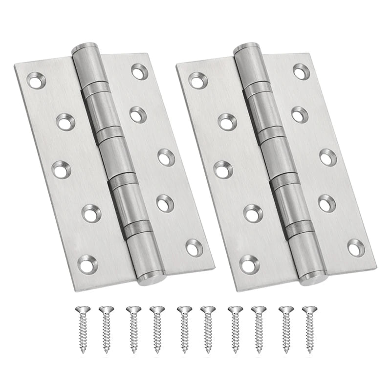 304 Stainless Steel Door Hinges with Ball Bearing, Non-Removable Pin, Heavy Duty for Exterior Interior Doors, 4 in, 5 in, 2PCs
