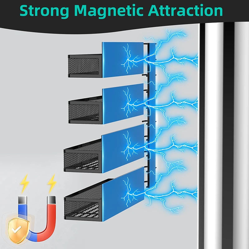 Magnetic Spice Rack Magnetic Rack for Refrigerator Spice Organizer with 8 Hook Rack Magnetic Shelfs