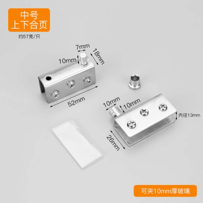 2 Set Stainless Steel Glass Hinges for 5-8mm/8-10mm/10-12mm Glass Door Glass Pivot Clamps Door Hinges Household Hardware