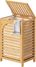 Large Bamboo Laundry Hamper with Lid 85L Clothes Basket Removable Bag Storage for Bathroom Natural