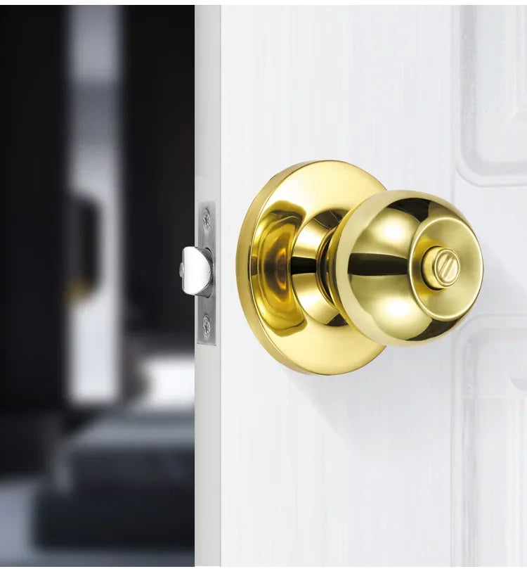 New Stainless Steel Round Ball Door Knobs Handle Passage Entrance Lock Entry for Bedrooms Living Rooms Hardware Accessories