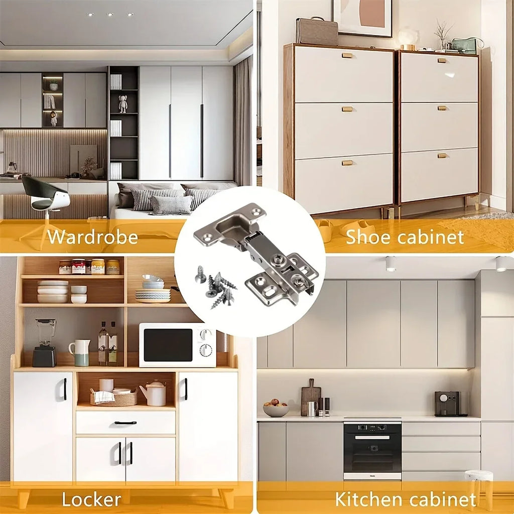 2/20Pcs Cabinet Hinges with Screws Steel Hinges For Furniture Full Overlay Mute Cabinet Door Cupboard Hinges Furniture Fitting